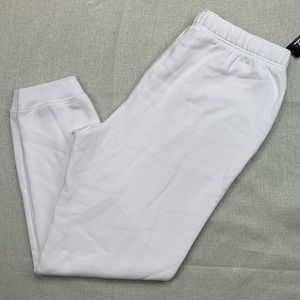 Ideology Men’s Solid Fleece Fitted Cuff Hem Joggers White Size XL